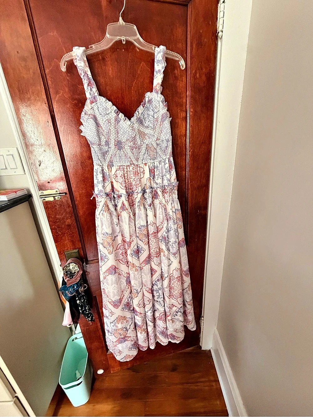 Women's Printed Smocked Maxi Dress- Amazon